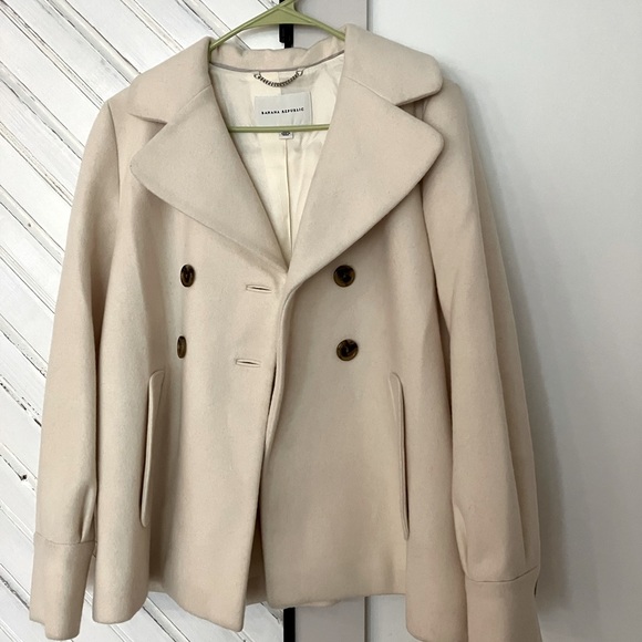 Ivory Wool Pea Coat - Picture 1 of 3